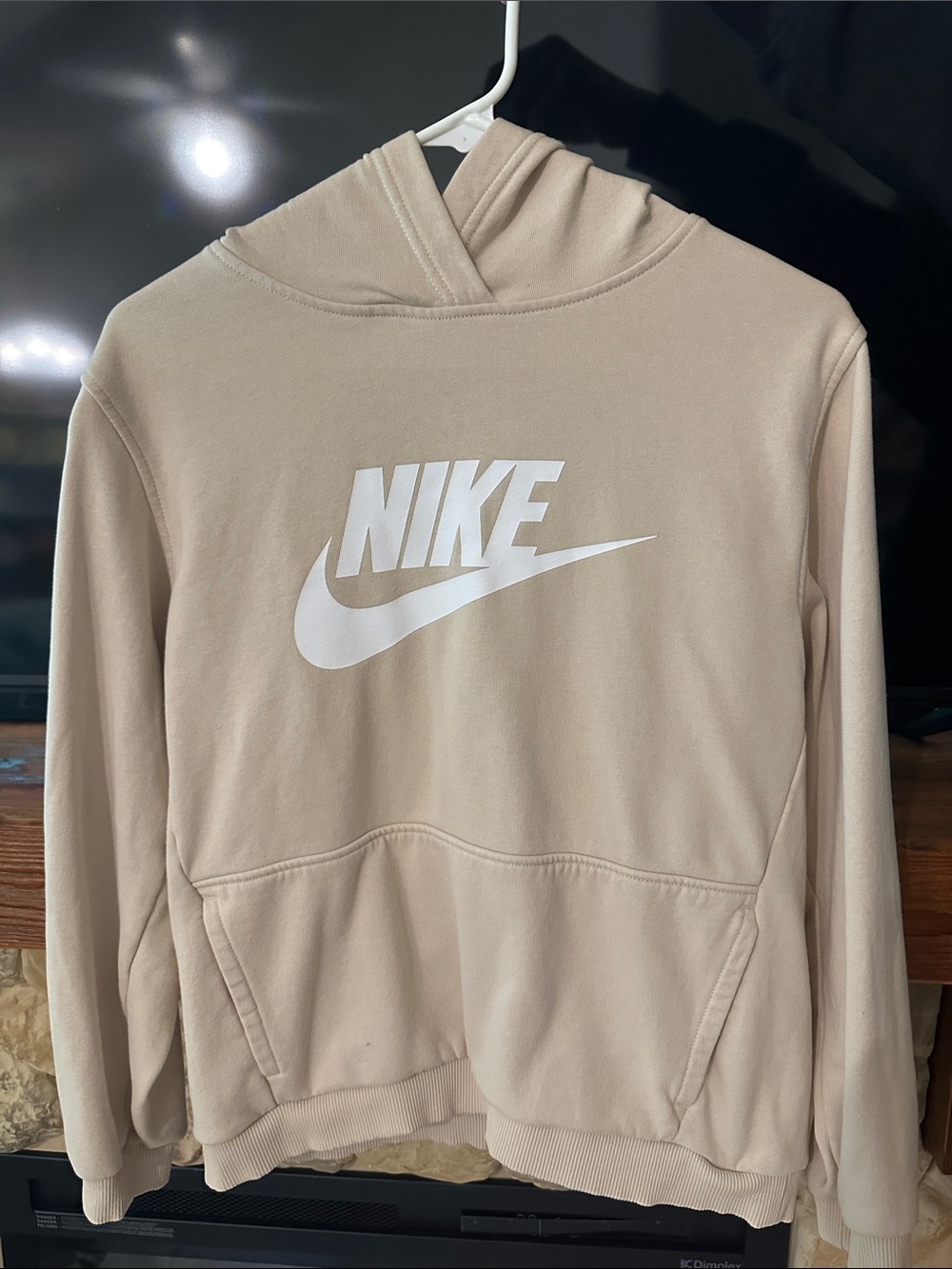 Nike Beige Hoodie and matching joggers with White Swoosh Logo